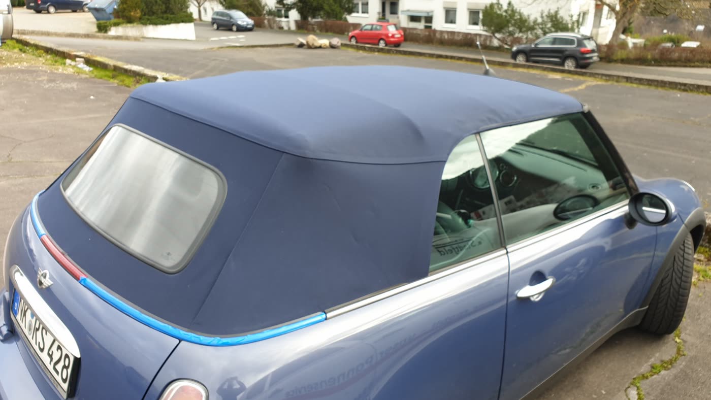 Mini Cabrio neues dunkelblaues Verdeck mit Schutzfolie